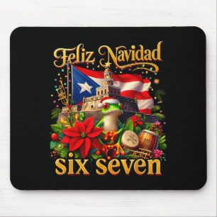 Alfombrilla De Ratón Navidad Española Divertida Puerto Rico Boricua Coq