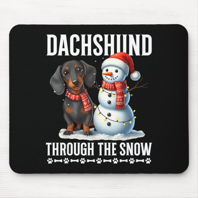Alfombrilla De Ratón Navidad fea del Dachshund a través de la nieve Reg (Frente)