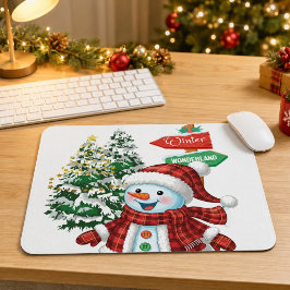 Alfombrilla De Ratón Navidad Hombre de Nieve País de las Maravillas de 
