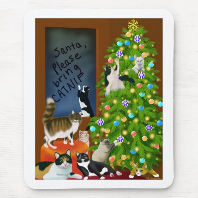Alfombrilla De Ratón Navidad Mousepad de un gato del gatito (Frente)