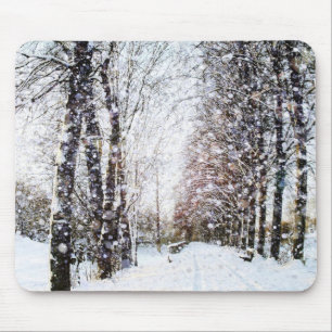 Alfombrilla De Ratón Navidad Mousepad del paisaje del invierno