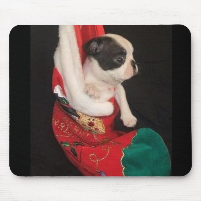 Alfombrilla De Ratón Navidad Mousepad del perrito de Boston Terrier (Frente)