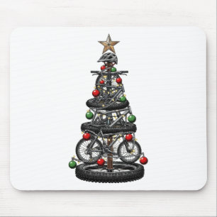 Alfombrilla De Ratón Navidad Mtb Mountain Biking Árbol Navidad Divertid