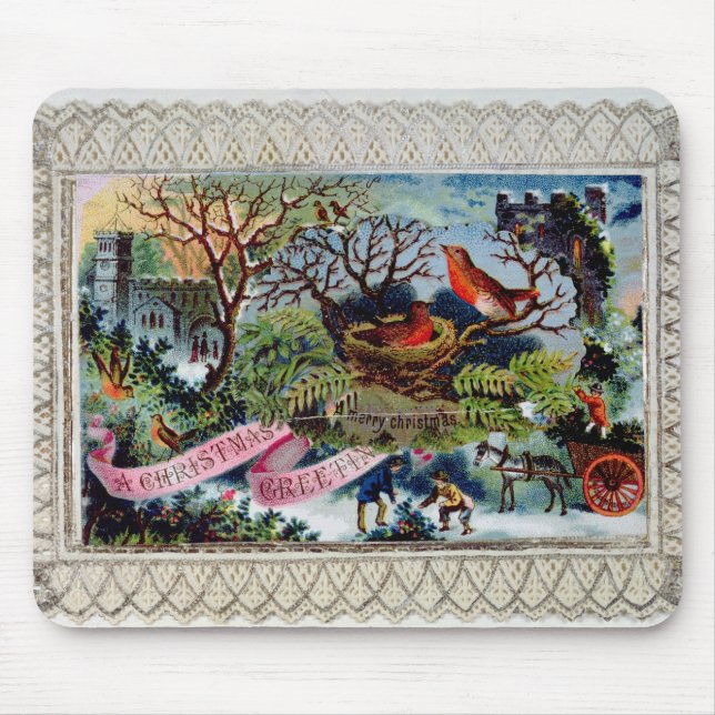 Alfombrilla De Ratón Navidad que saluda, postal del Victorian (Frente)