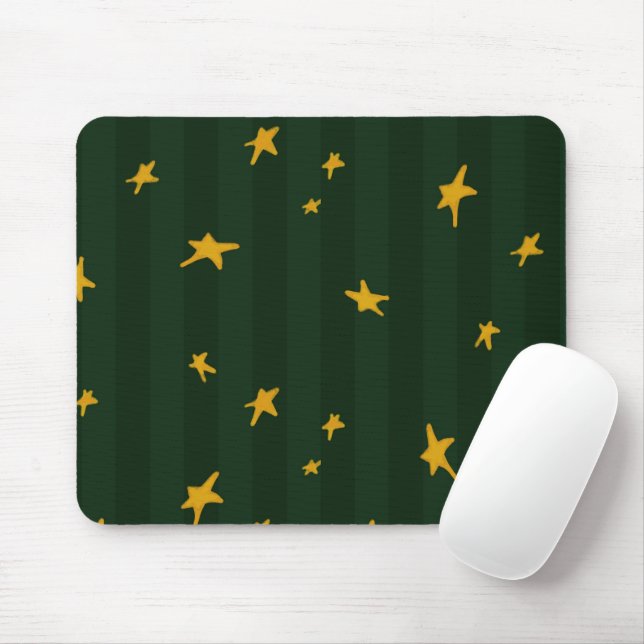 Alfombrilla De Ratón Navidad Verde Amarillo Raya Estrella Navidad  (Con ratón)