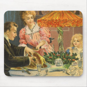 Alfombrilla De Ratón Navidad Vintage, Cena Familiar Victoriana