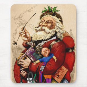 Alfombrilla De Ratón Navidad Vintage, juguetes de pipa de Santa Claus v