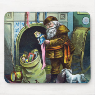 Alfombrilla De Ratón Navidad Vintage, Medias de Santa Claus con Juguete