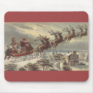 Alfombrilla De Ratón Navidad vintage, Papá Noel victoriano en Sleigh
