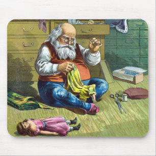 Alfombrilla De Ratón Navidad Vintage, Santa Claus haciendo muñecas