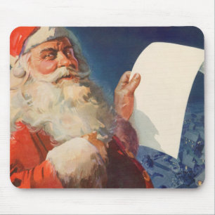 Alfombrilla De Ratón Navidad Vintage, Santa Claus Lista de traviesos y 