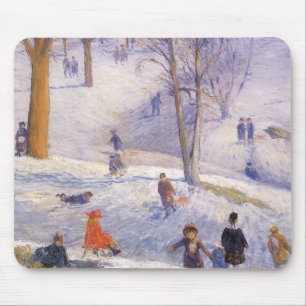 Alfombrilla De Ratón Navidad Vintage, Trineo, Central Park Glackens