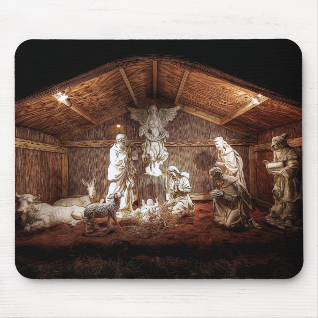 Alfombrilla De Ratón Navidades Adoran Escena De Jesús Natividad Manger (Frente)