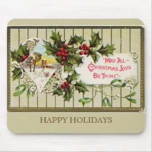 Alfombrilla De Ratón Navidades Alegres Felices Fiestas Mousepad