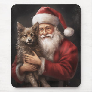 Alfombrilla De Ratón Navidades australianos de Kelpie con Santa Claus