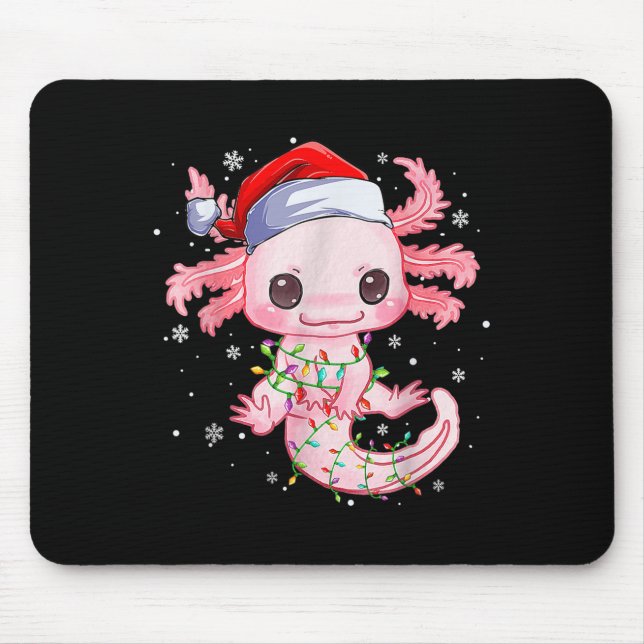 Alfombrilla De Ratón Navidades Axolotl Santa Hat ilumina la Cuta A japo (Frente)
