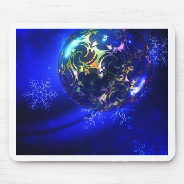 Alfombrilla De Ratón Navidades azules eléctricos diseño bauble, persona (Frente)