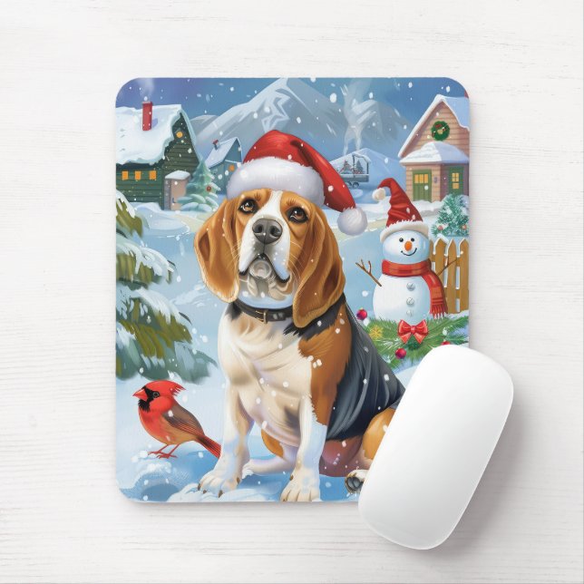 Alfombrilla De Ratón Navidades Beagle Dog Winter Wonderland Alegría (Con ratón)