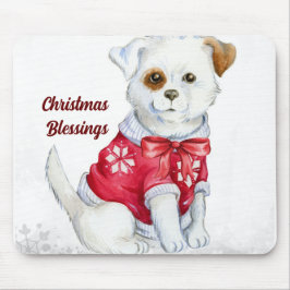 Alfombrilla De Ratón Navidades bendiciendo a Puppy Mousepad