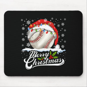 Alfombrilla De Ratón Navidades Bola de Béisbol Santa Hat Xmas Niños Hom