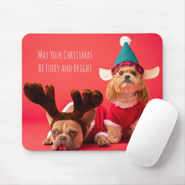 Alfombrilla De Ratón Navidades Bulldog Francés Y Shih Tzu (Con ratón)