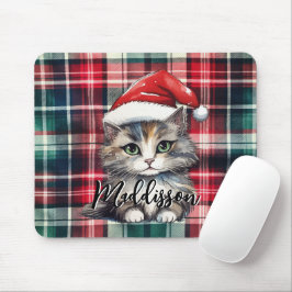 Alfombrilla De Ratón Navidades Colocaron Santa Cat Con Nombre