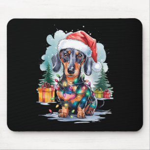 Alfombrilla De Ratón Navidades Dachshund Dog Santa Hat iluminan el vien