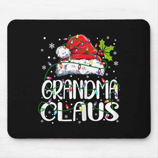 Alfombrilla De Ratón Navidades De Abuela Claus Encenden Partido Familia (Frente)