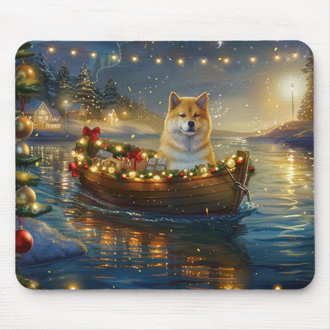 Alfombrilla De Ratón Navidades de Akita norteamericanos disfrutan de un (Frente)