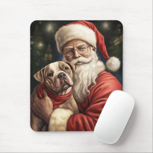 Alfombrilla De Ratón Navidades de American Staffordshire con Santa Clau