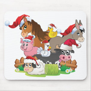 Alfombrilla De Ratón Navidades de animales de granja