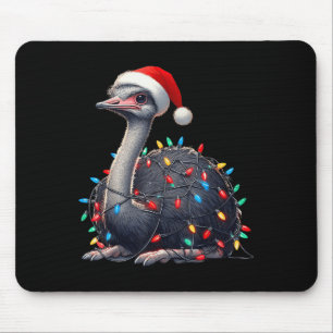 Alfombrilla De Ratón Navidades de avestruz iluminan divertida Santa Hat