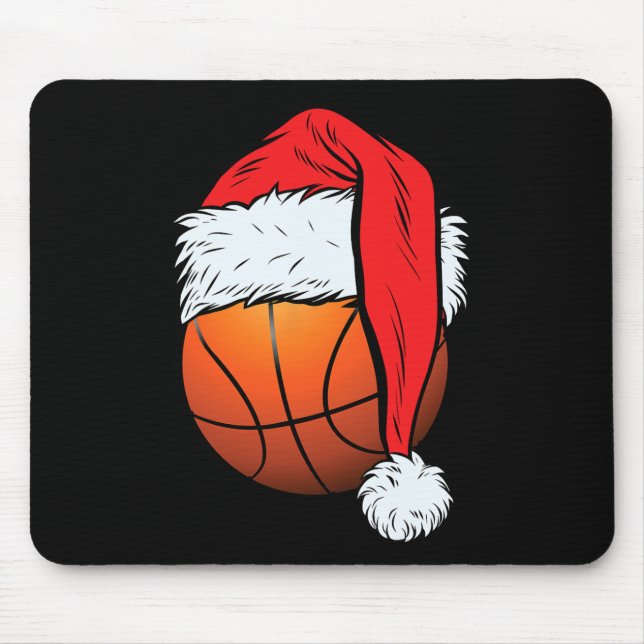 Alfombrilla De Ratón Navidades de baloncesto Ball Santa Hat Xmas (Frente)