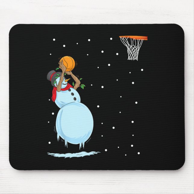 Alfombrilla De Ratón Navidades de baloncesto de Fun Snowman (Frente)