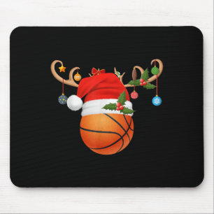 Alfombrilla De Ratón Navidades de baloncesto reno Santa Hat Sports Pla
