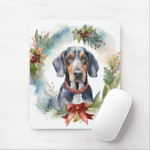 Alfombrilla De Ratón Navidades de Bluetick Coonhound Wreath Festix Pup