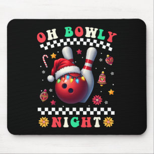 Alfombrilla De Ratón Navidades de boliche Oh Bowly Night Santa Hat Chri
