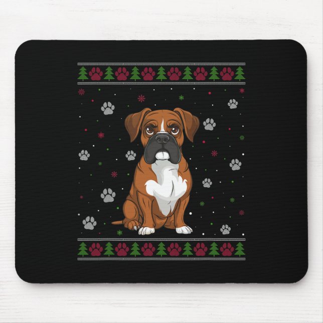 Alfombrilla De Ratón Navidades de Boxeo Sweater Xmas Mascota Animal Dog (Frente)