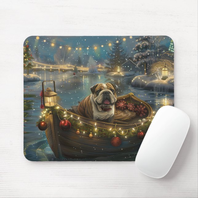 Alfombrilla De Ratón Navidades de bulldog de vacaciones (Con ratón)