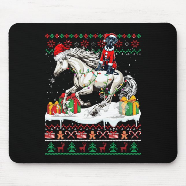 Alfombrilla De Ratón Navidades de caballos de Santa Great Dane Riding S (Frente)