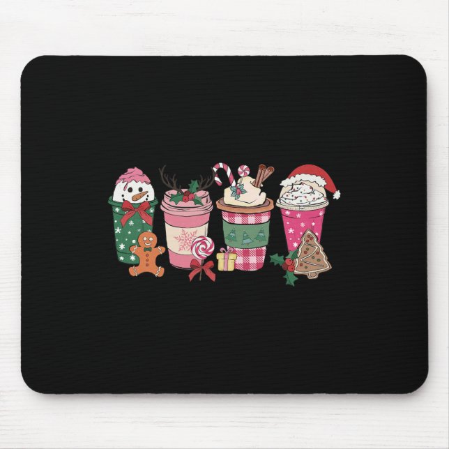 Alfombrilla De Ratón Navidades de café Gingerbread Mujeres Rosa Latte C (Frente)
