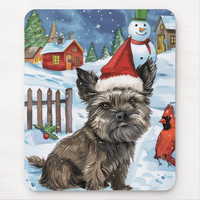 Alfombrilla De Ratón Navidades de Cairn Terrier Dog Winter Wonderland d (Frente)