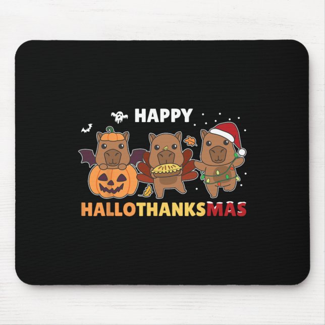 Alfombrilla De Ratón Navidades de Capibara Disstume de Halloween Feliz  (Frente)