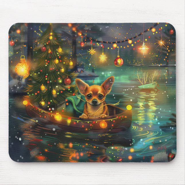 Alfombrilla De Ratón Navidades de Chihuahua disfrutan su viaje festivo (Frente)