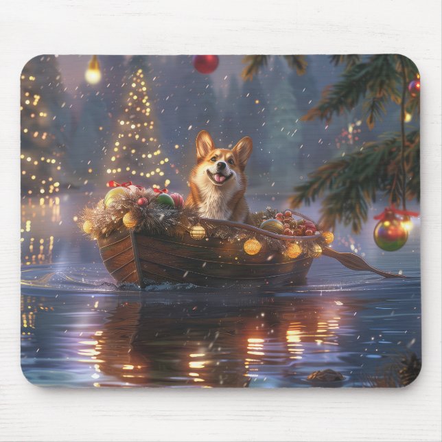 Alfombrilla De Ratón Navidades de Corgi Voyage festivo (Frente)