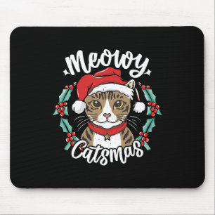 Alfombrilla De Ratón Navidades de Cute Kitten Santa Hat Meowy Catmas Ho