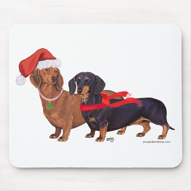 Alfombrilla De Ratón Navidades de Dachshunds (Frente)