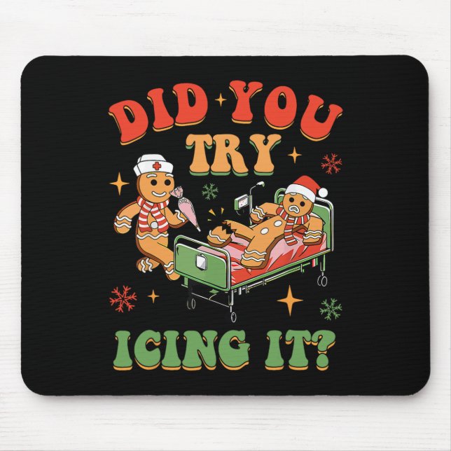 Alfombrilla De Ratón Navidades de enfermería de la UCI retro Gingerbrea (Frente)