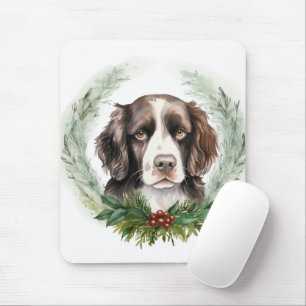 Alfombrilla De Ratón Navidades de espaniel Springer Wreath Festive Pup