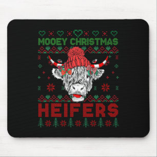 Alfombrilla De Ratón Navidades de familia sudadera fea vaca de tierras